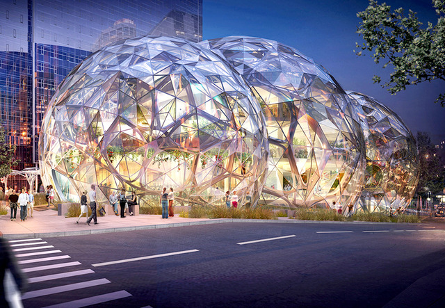 Rendering of the completed Amazon Spheres. Photo Courtesy NBBJ