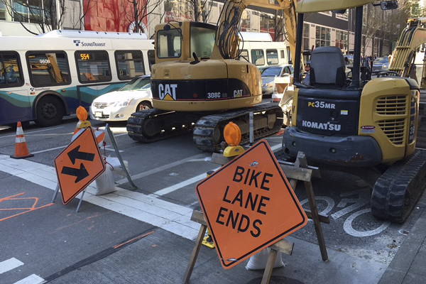 2nd Avenue Protected Bike Lane. Photo by Daniel Person