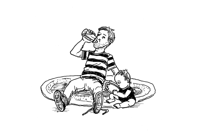 ‘Rocking Fatherhood’ informs men how to be good partners while raising tiny humans. Illustration by Aaron Bagley