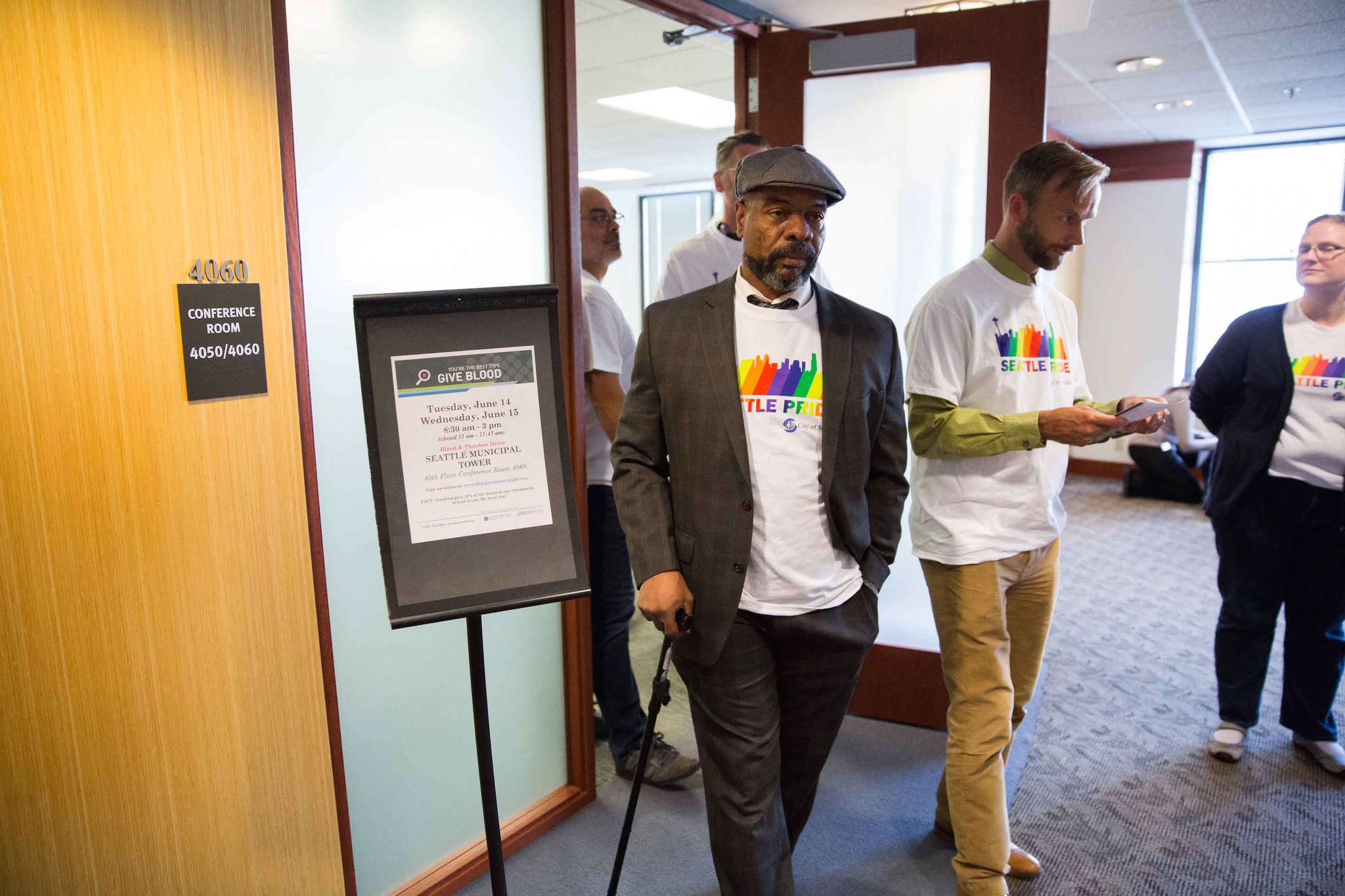 City employees protest Wednesday blood drive. Photo by Alex Garland