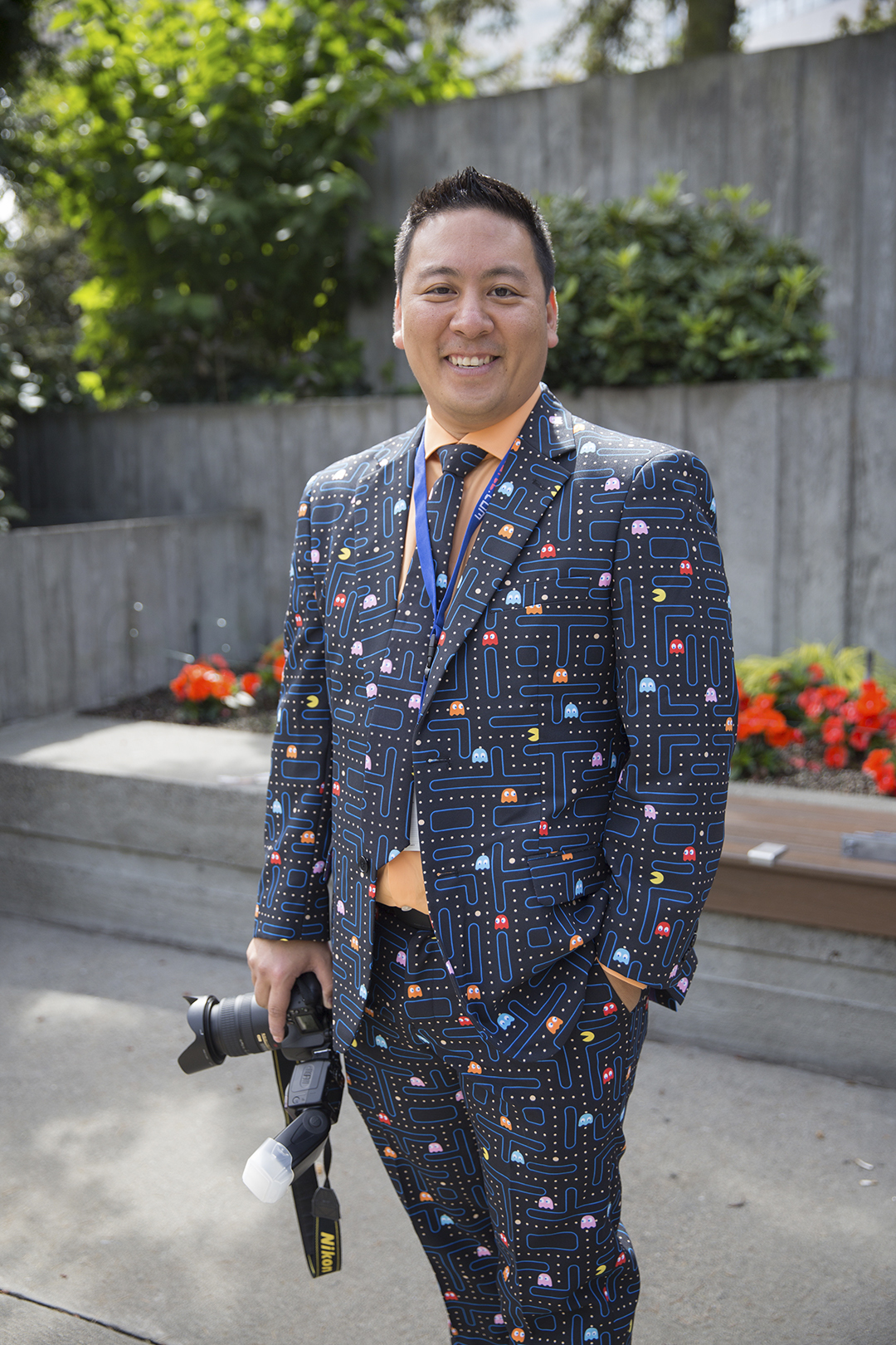 Kazu Arai wears his Pac Man suit while visiting from Vancouver, B.C.