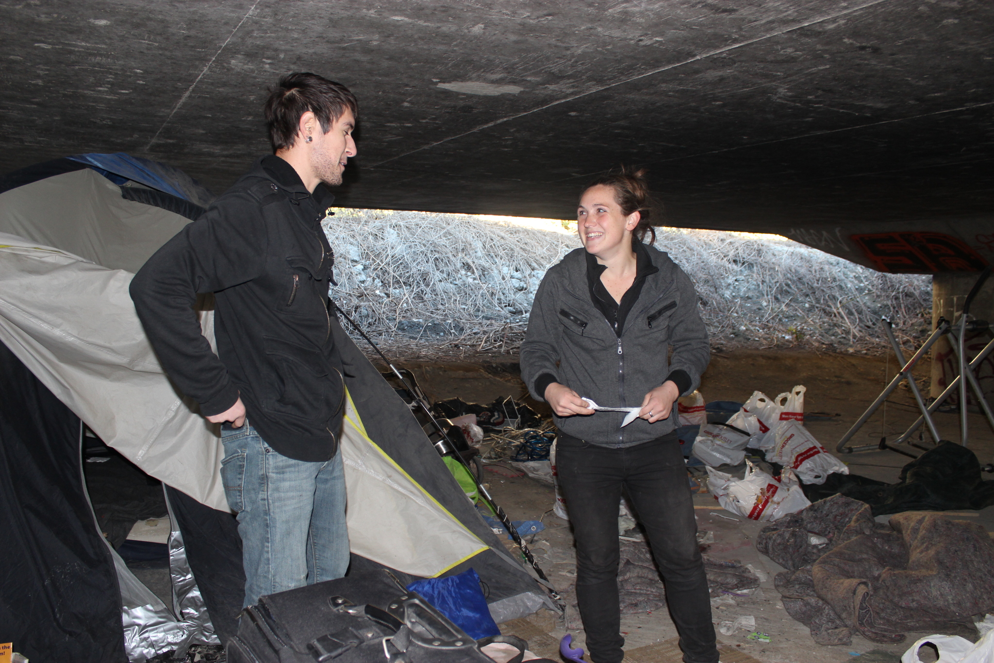 Keith Poley and Rachel Johnnie packing up to leave the Jungle. Photo by Casey Jaywork.