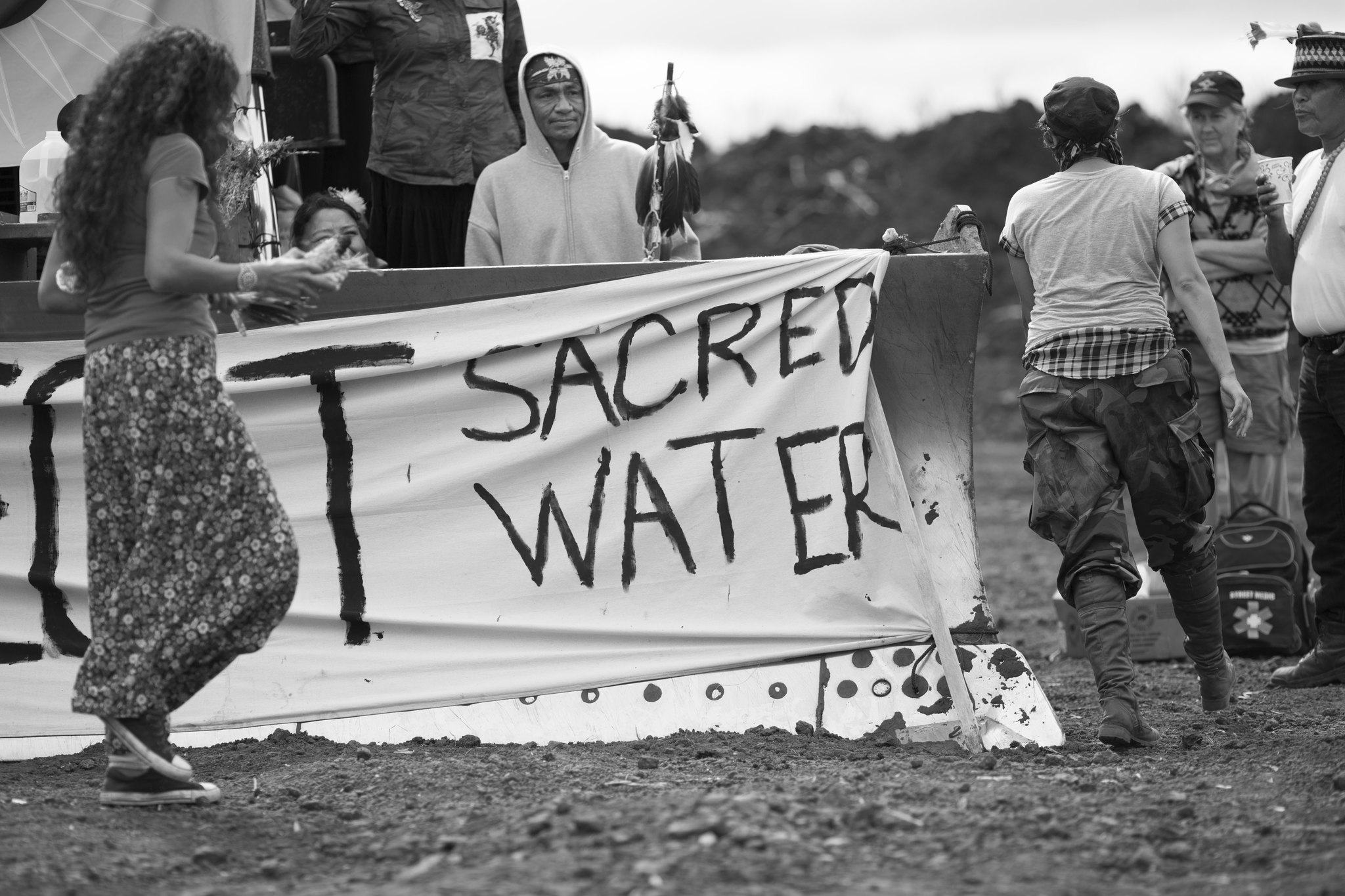 Water Protectors gather at Standing Rock in September. Photo by Selena Kearney.