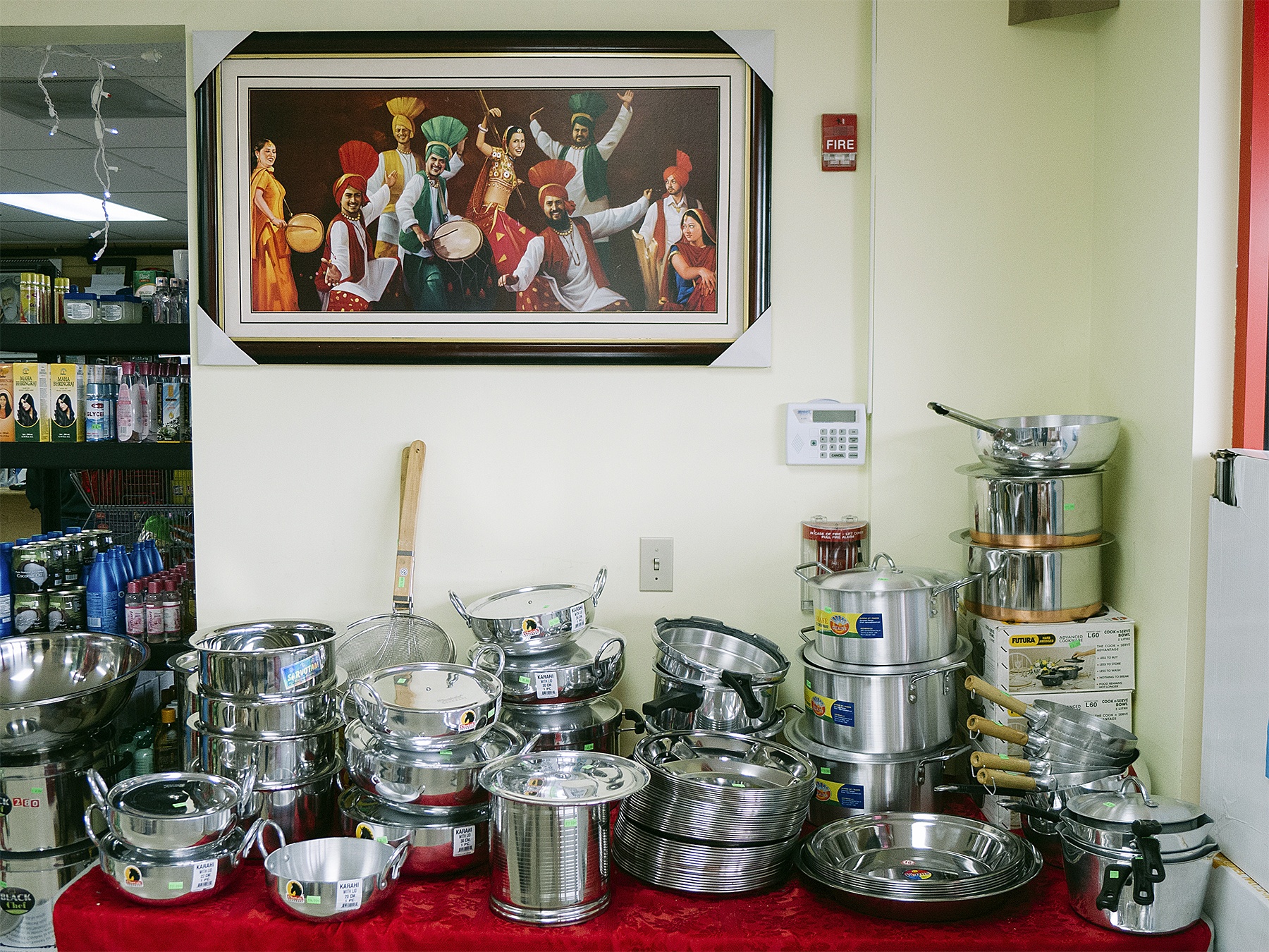Cookware and art at India Plaza. Photo by Sofia Lee