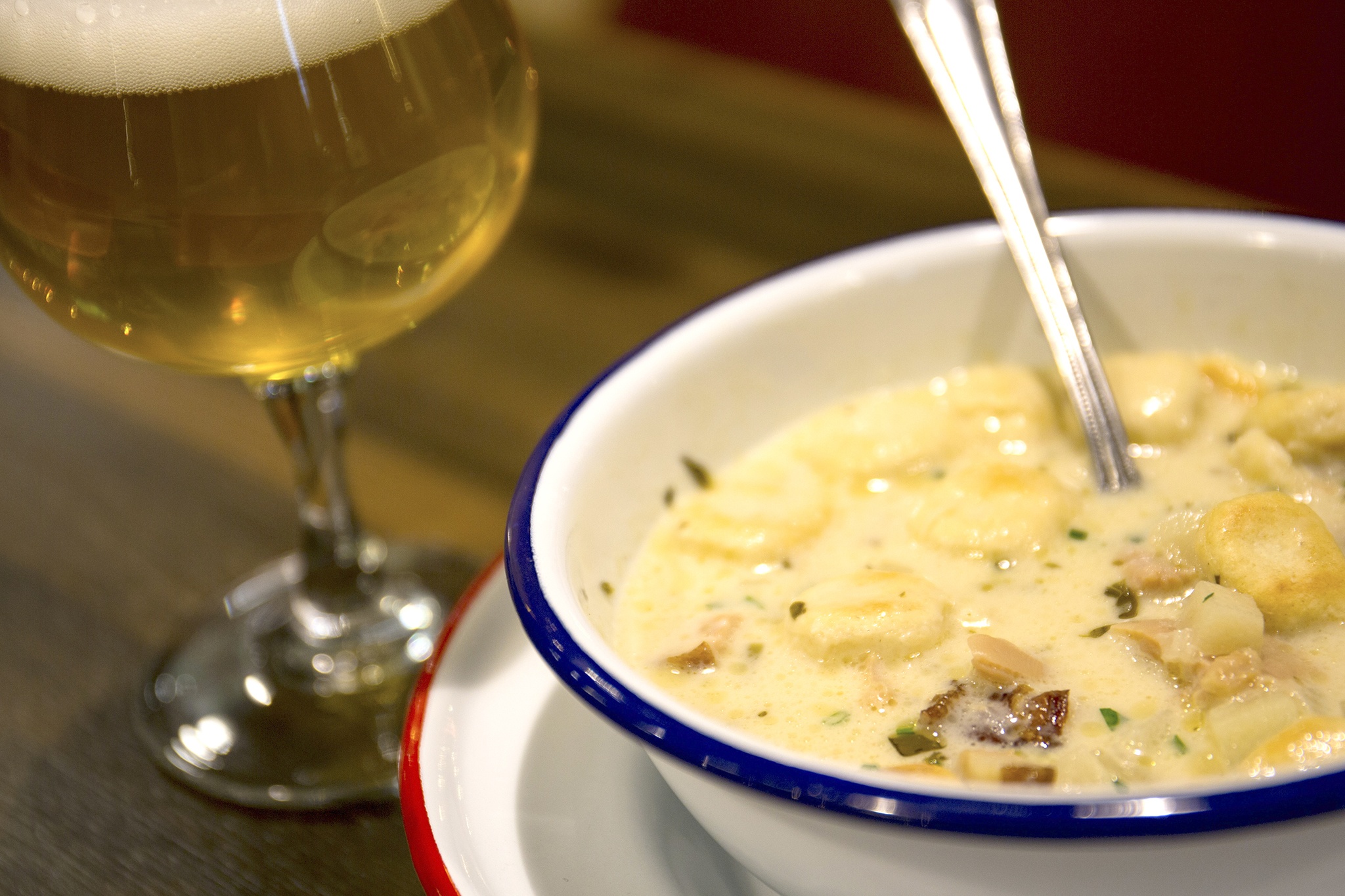 The savory clam chowder passes the test. Photo by Justin Lapriore