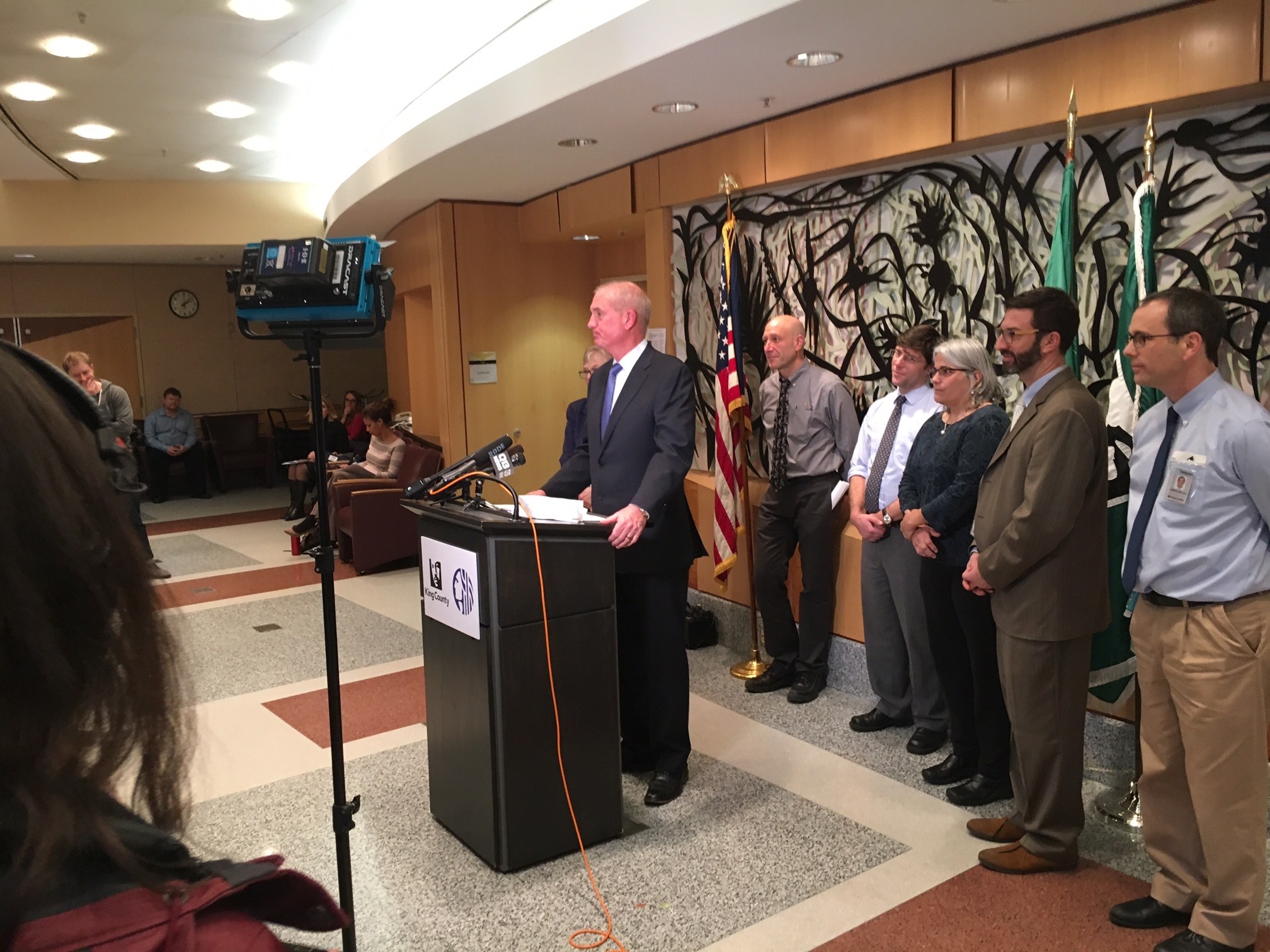 Drug sites are under the spotlight. Sheriff John Urquhart addresses reporters. Photo by Daniel Person