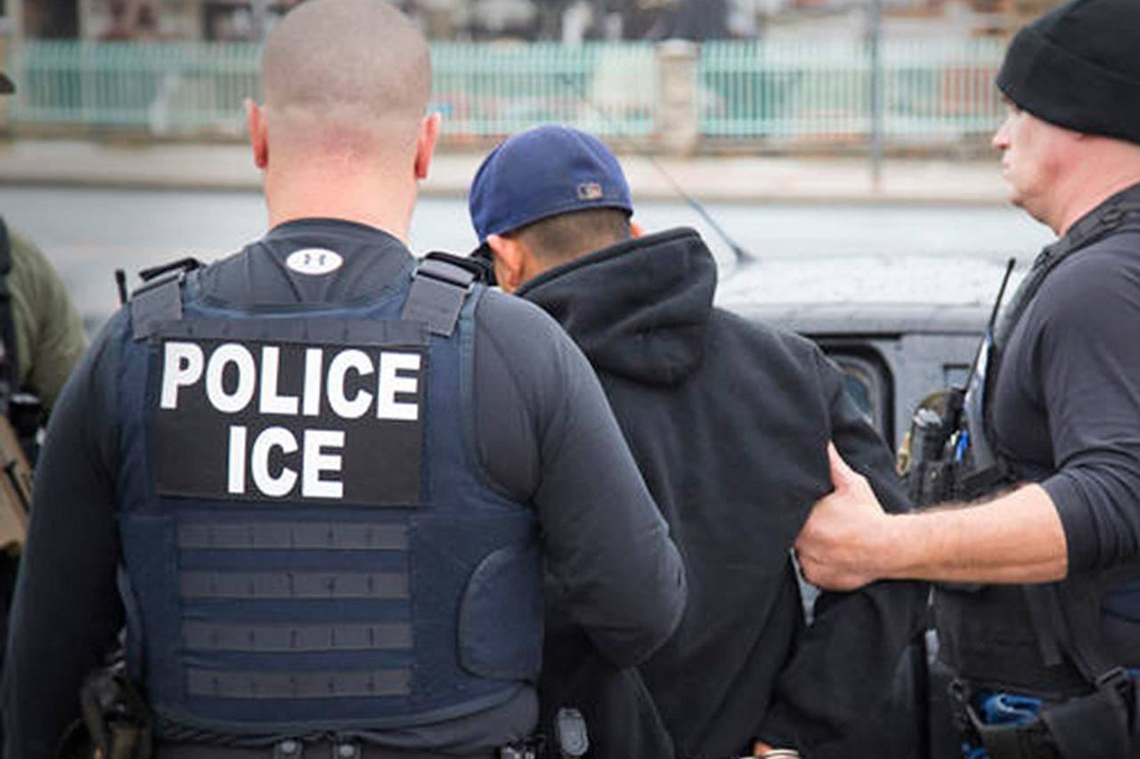 An ICE raid on February 7, 2017 in Los Angeles. (Charles Reed/U.S. Immigration and Customs Enforcement via AP)