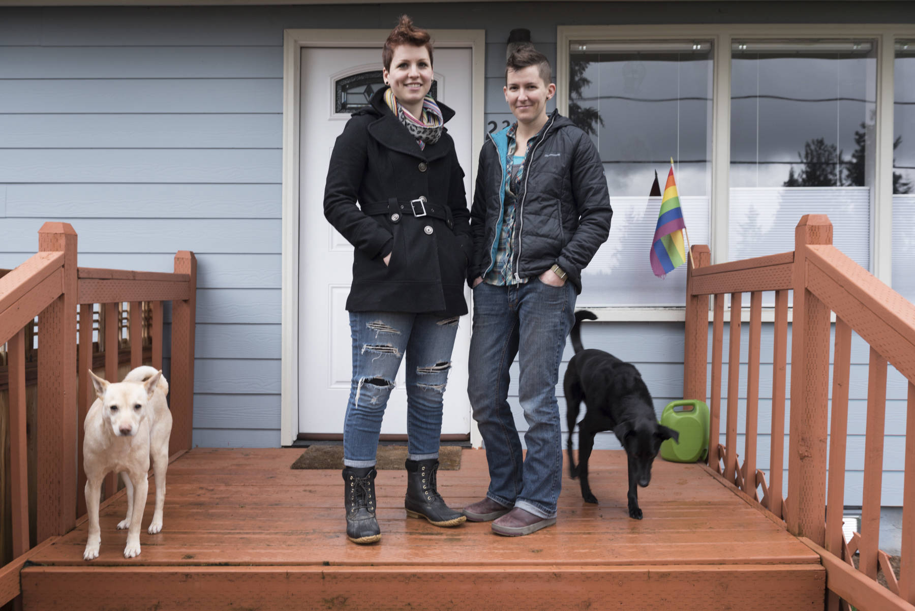 Holly and Amy Seiberlich moved to Bothell. They love the space, but have mixed feelings about the suburban life. Photo by Ted Zee.