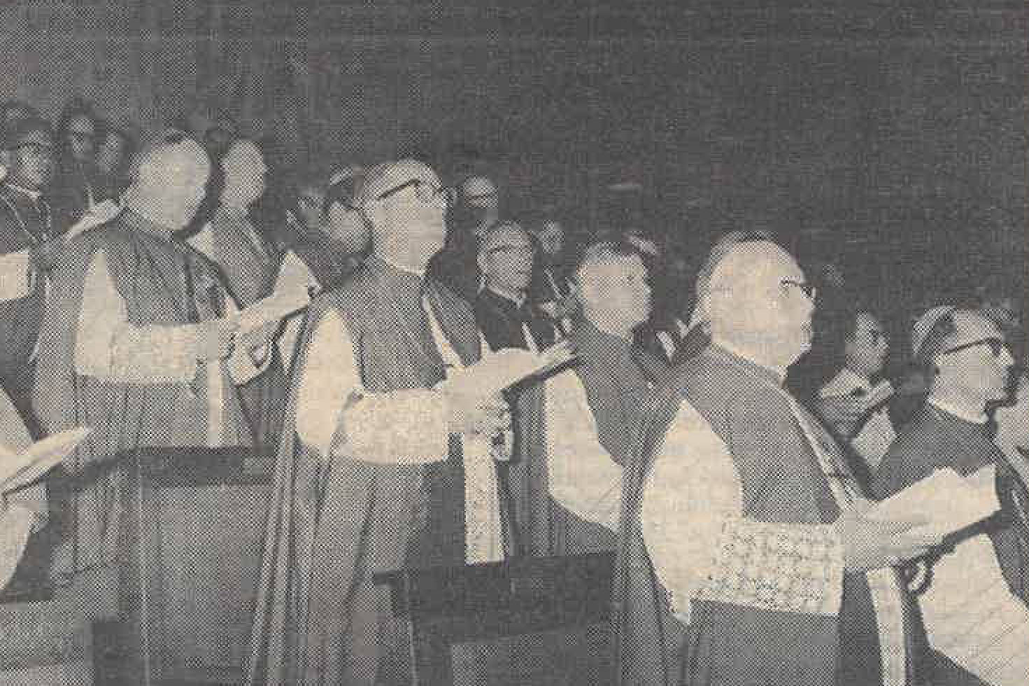 Archbishop Raymond Hunthausen (left, second row) at Vatican II: transforming the church. SW File Photo