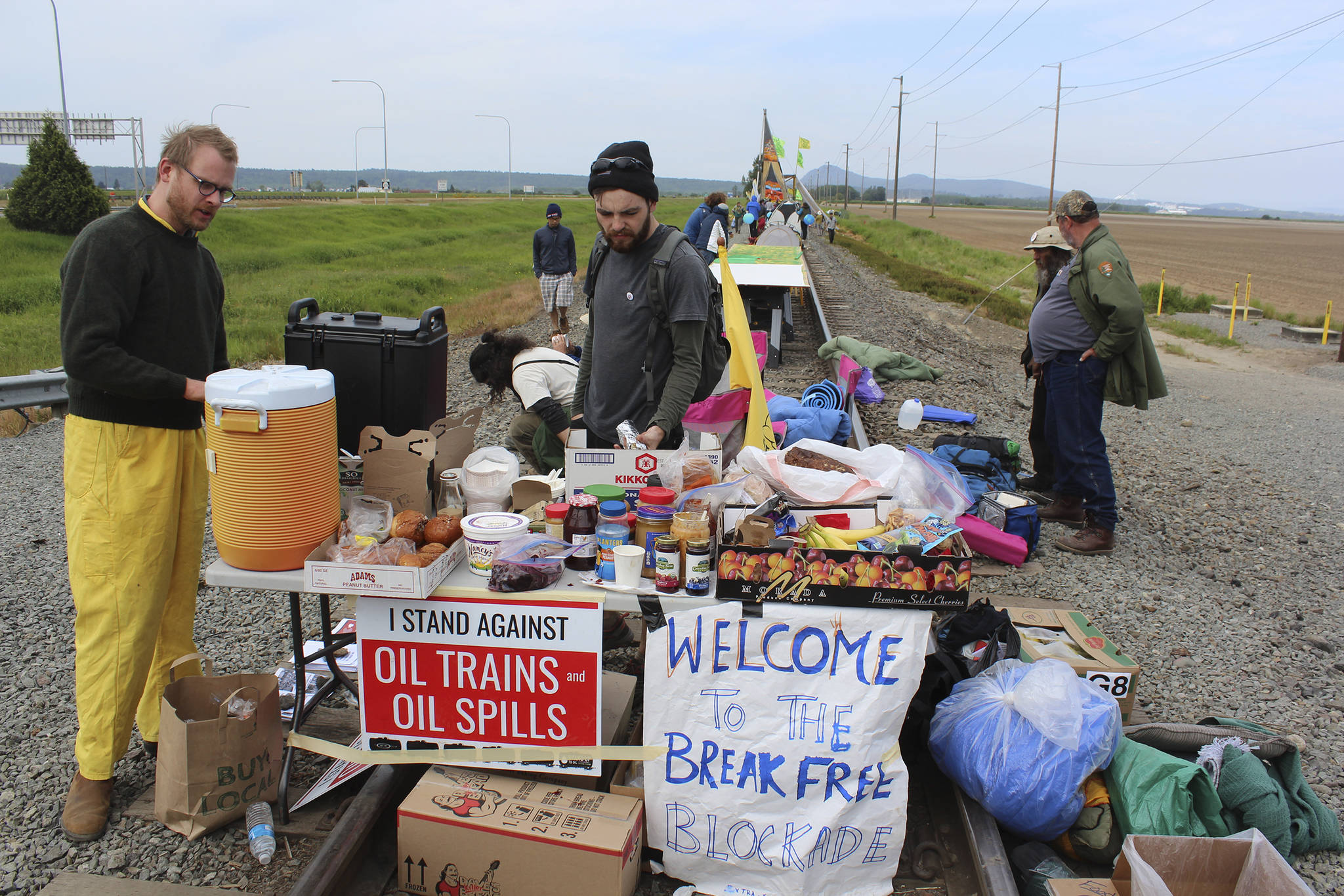 Activists set up a blockade on the railroad tracks near Anacortes, May 14, 2016. Photo by Sara Bernard