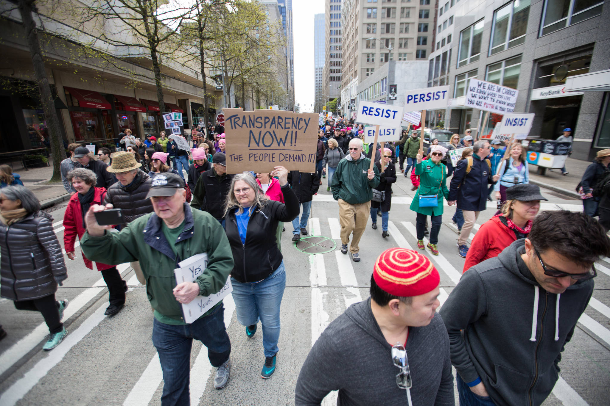 ‘We Care and We’re Aware’: More than 1,000 March Demanding Trump’s Tax Returns