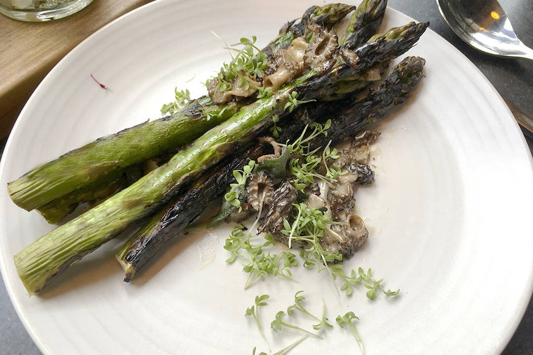 Asparagus and morels. Photo by Nicole Sprinkle