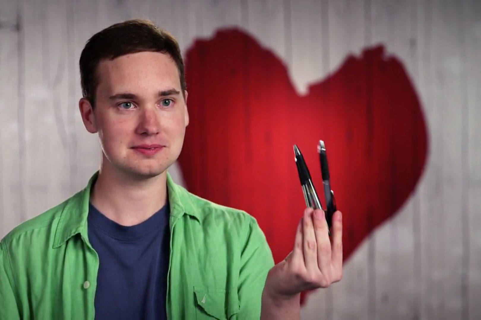 David Lewis displays his pen collection on national TV. Photo via NBC