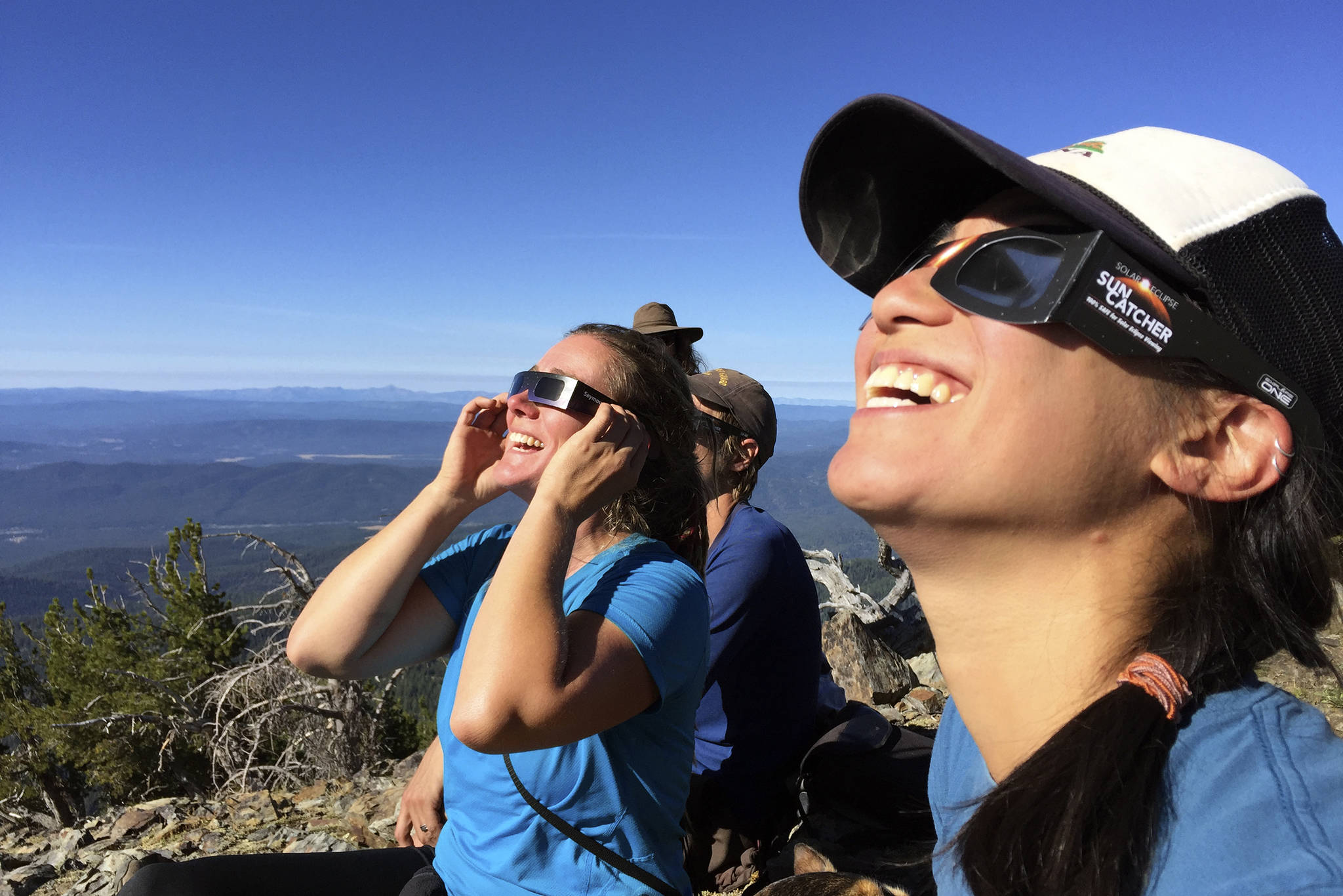 The approaching totality as seen from Rock Creek Butte, Ore. Photo by Sara Bernard