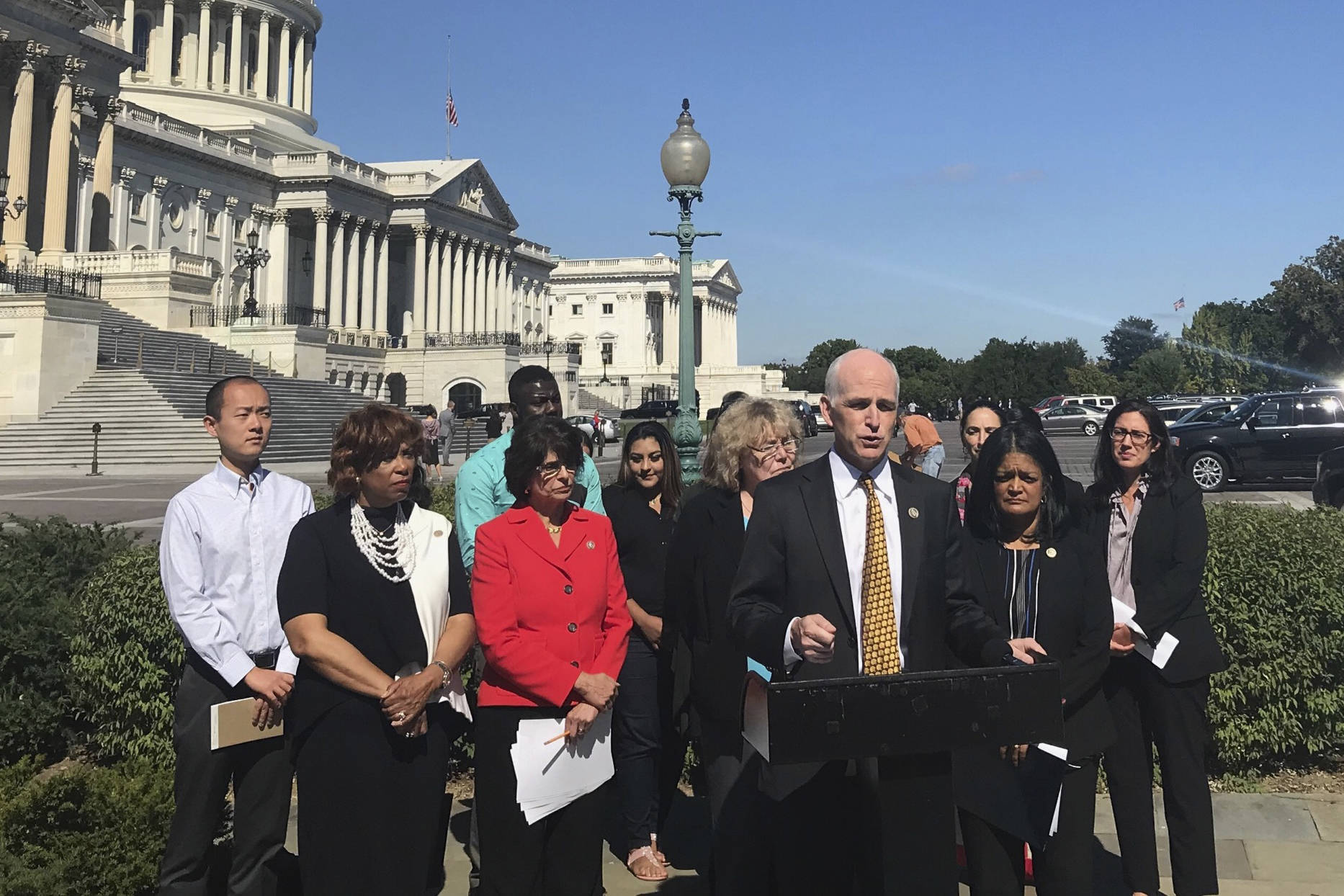 U.S. Rep Adam Smith speaks at a press conference for the Dignity for Detained Immigrants Act. Photo courtesy Smith’s office