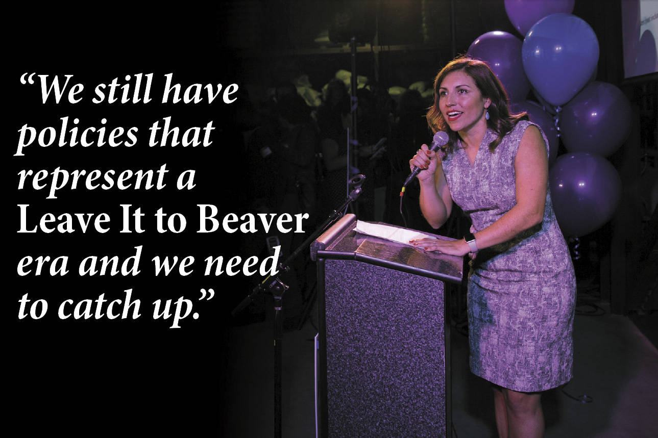 Teresa Mosqueda speaks to her supporters on election night. Photo by Naomi Ishisaka