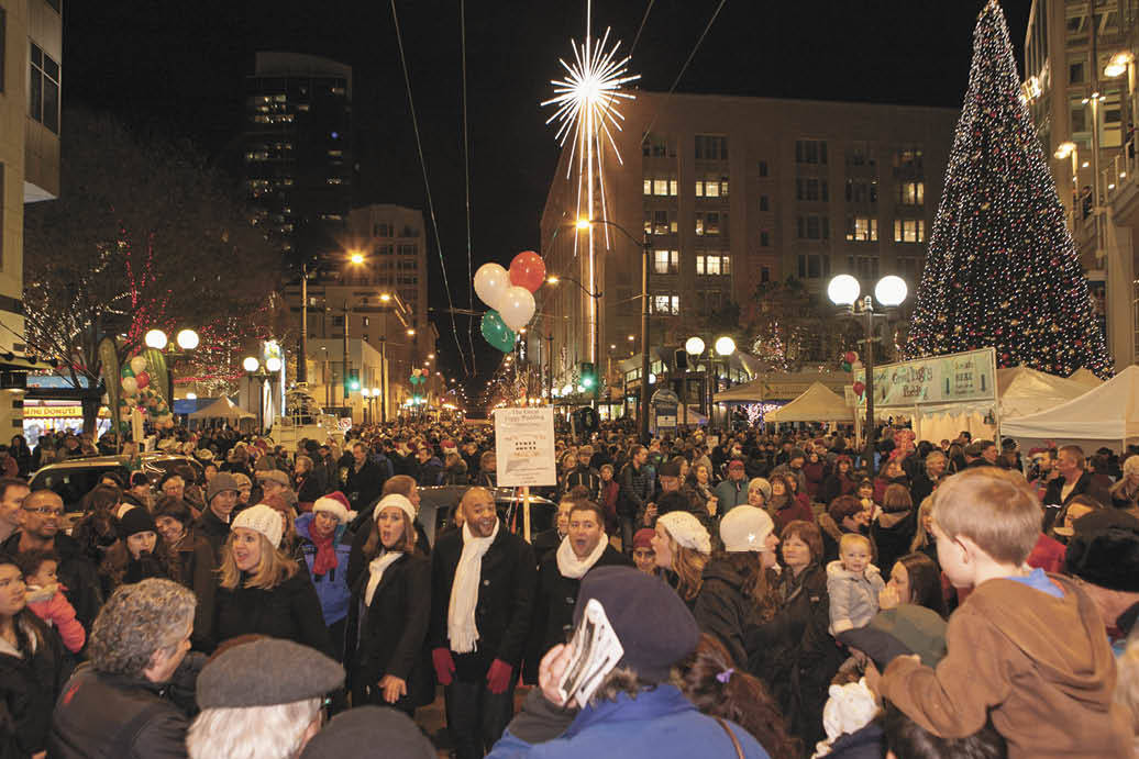 The Figgy Pudding Caroling Competition takes over downtown on Dec. 1.
