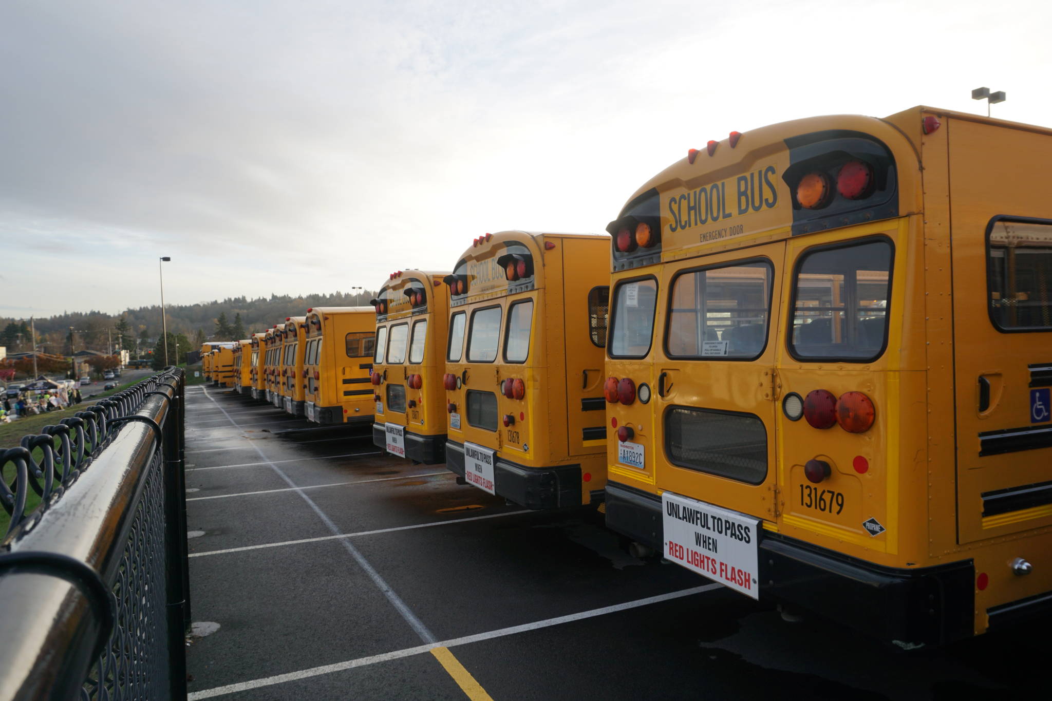 Seattle school bus drivers staged a one-day strike on Wednesday that affected more than 12,000 students. Photo by Melissa Hellmann