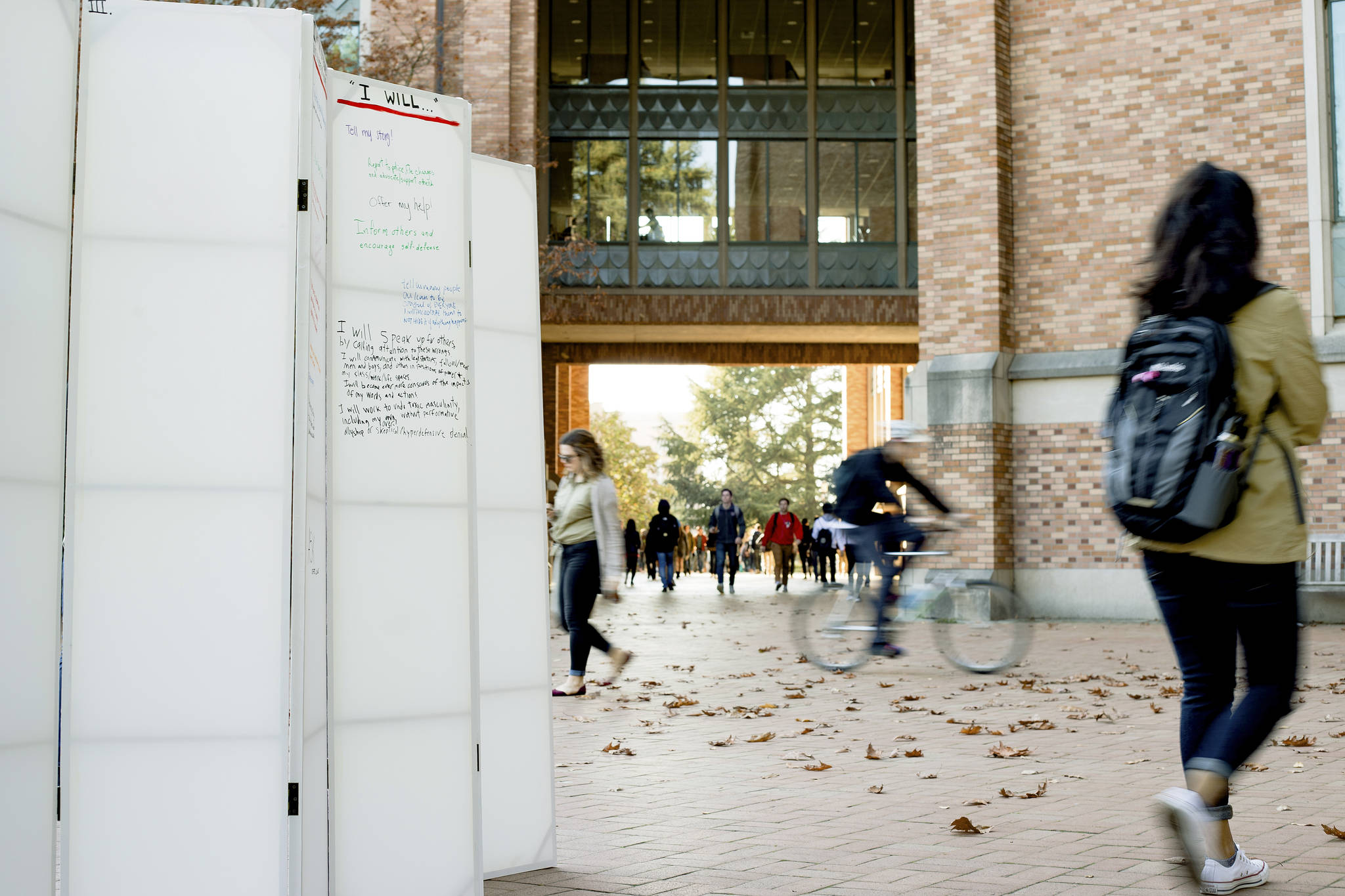 Charlie Shih’s interactive art installation ‘&lt;em&gt;They Did’&lt;/em&gt; captured the spirit of #MeToo on UW’s campus. Photo by Lucas Boland