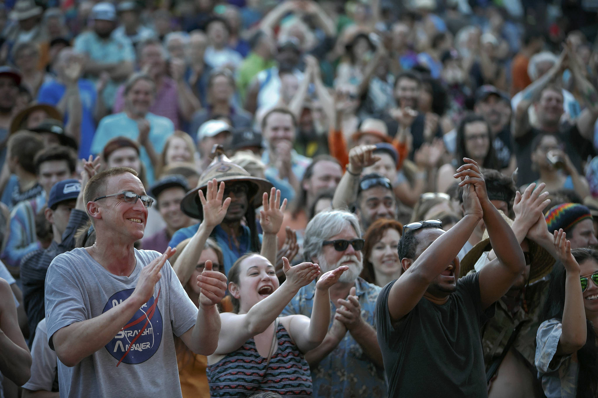 The crowd goes wild at the Northwest Folklife Festival. Photo by Christopher Nelson