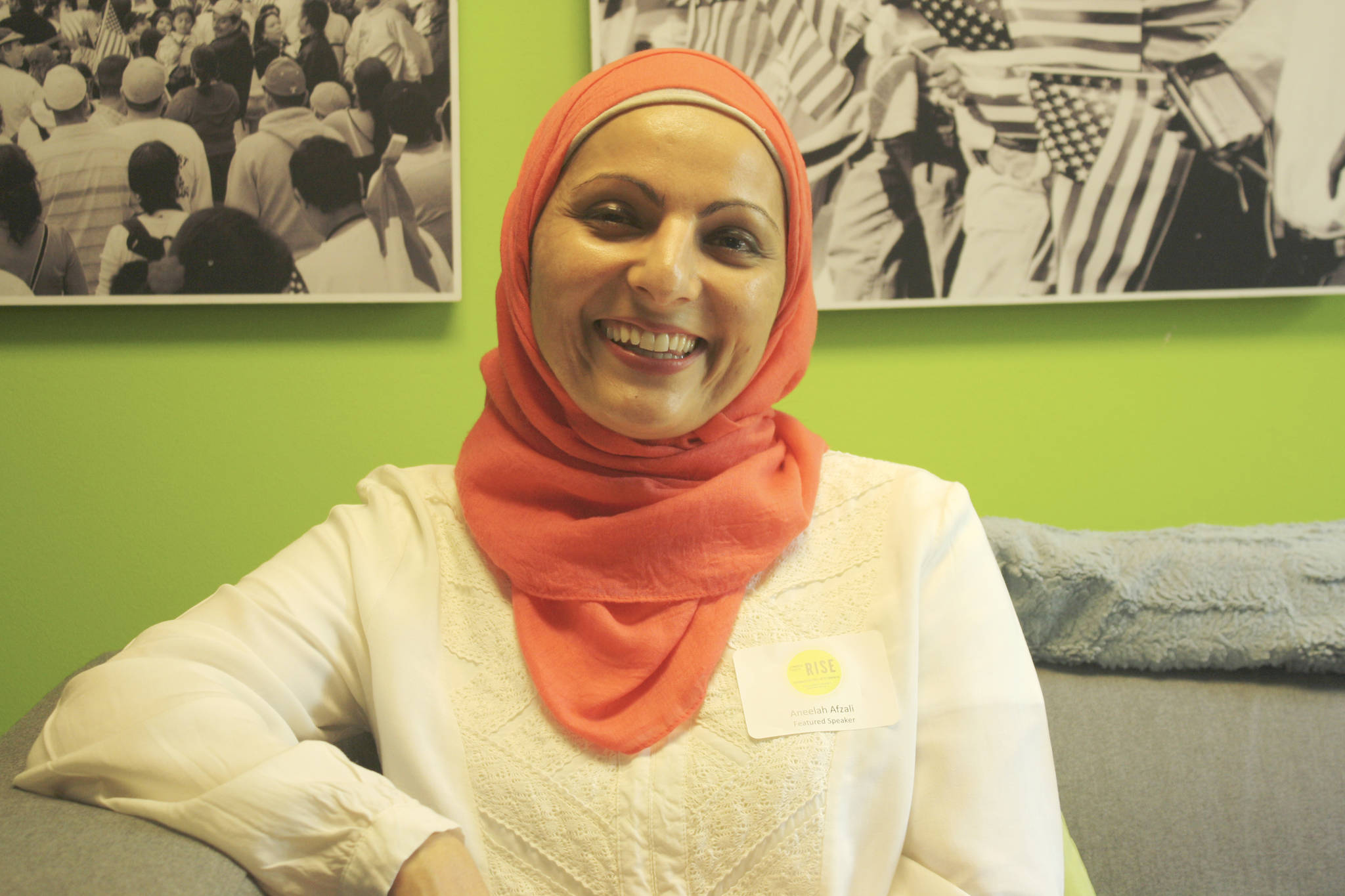 Aneelah Afzali, executive director of American Muslim Empowerment Network, was the featured speaker at 21 Progress’s Rise #7 event. Photo by Melissa Hellmann