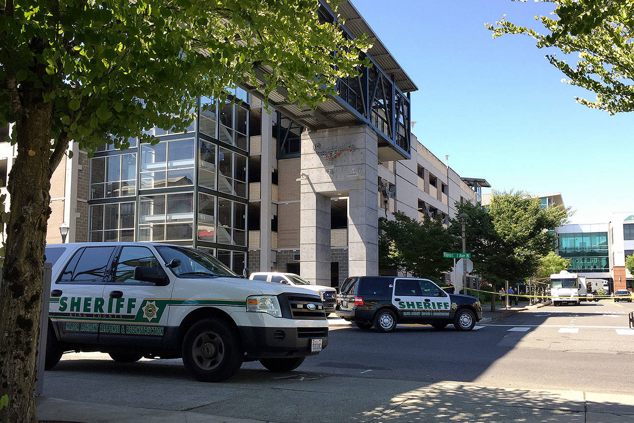 The King County Sheriff Office claims that the suspect that a deputy shot during an altercation at a parking garage near Kent Station was carrying a rifle. Photo by Josh Kelety