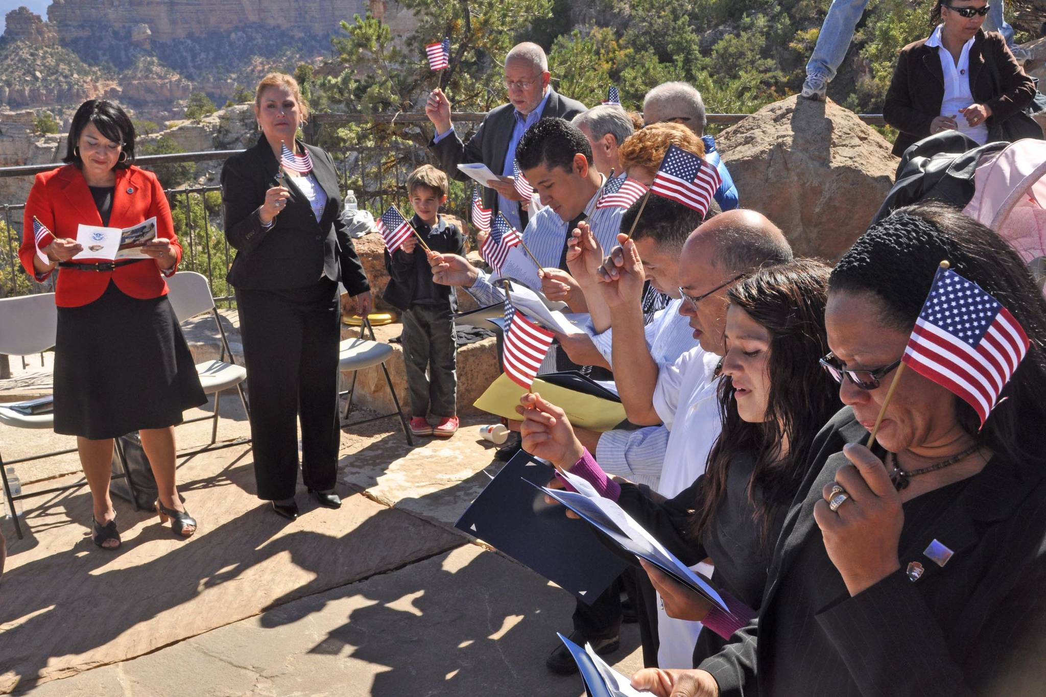 New citizens at a naturalization ceremony at Grand Canyon National Park on Sept. 23, 2010. Flickr/National Park Service photo by Michael Quinn