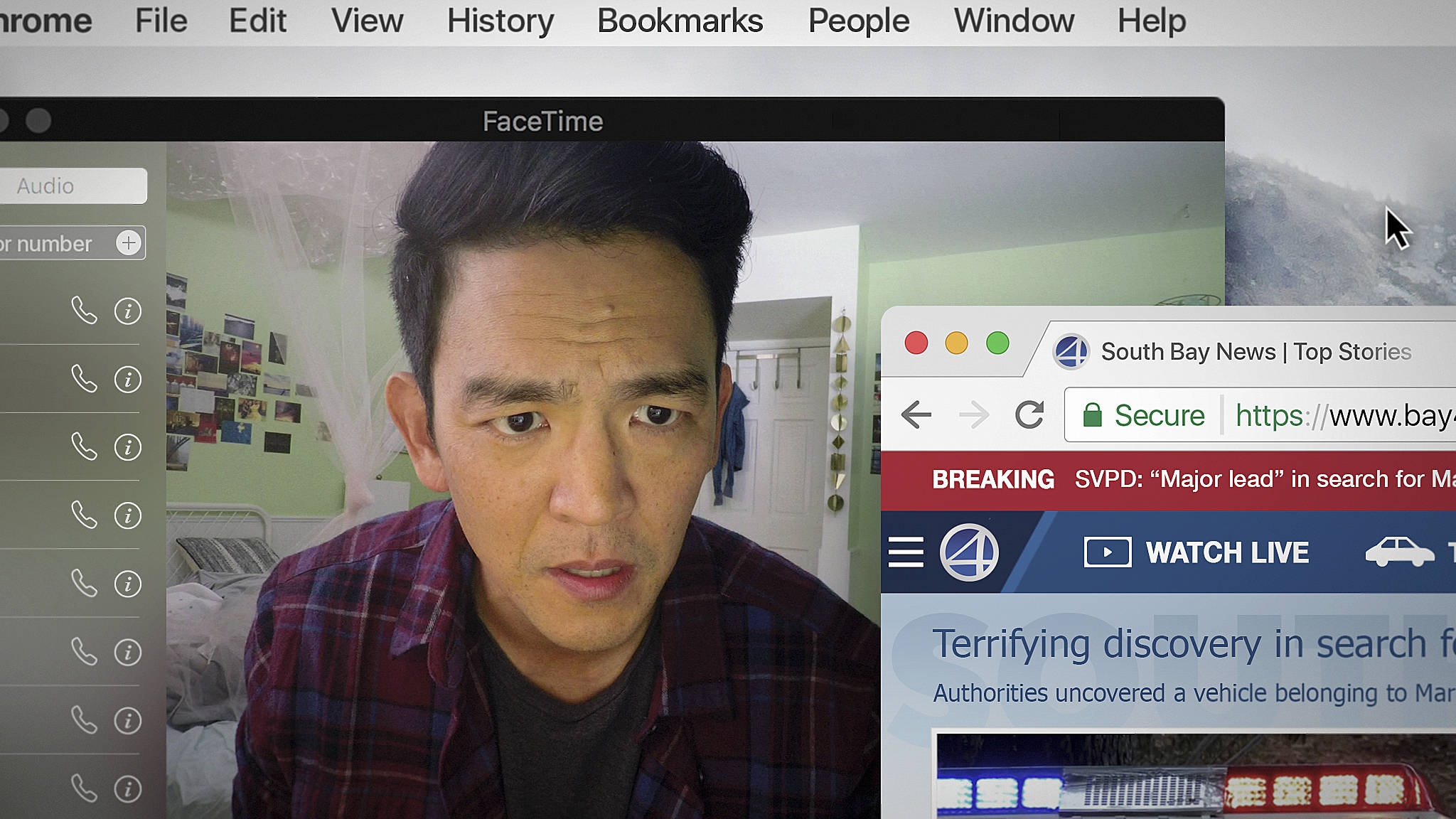 John Cho logs on to find his missing daughter in Searching. Photo by Sebastian Baron