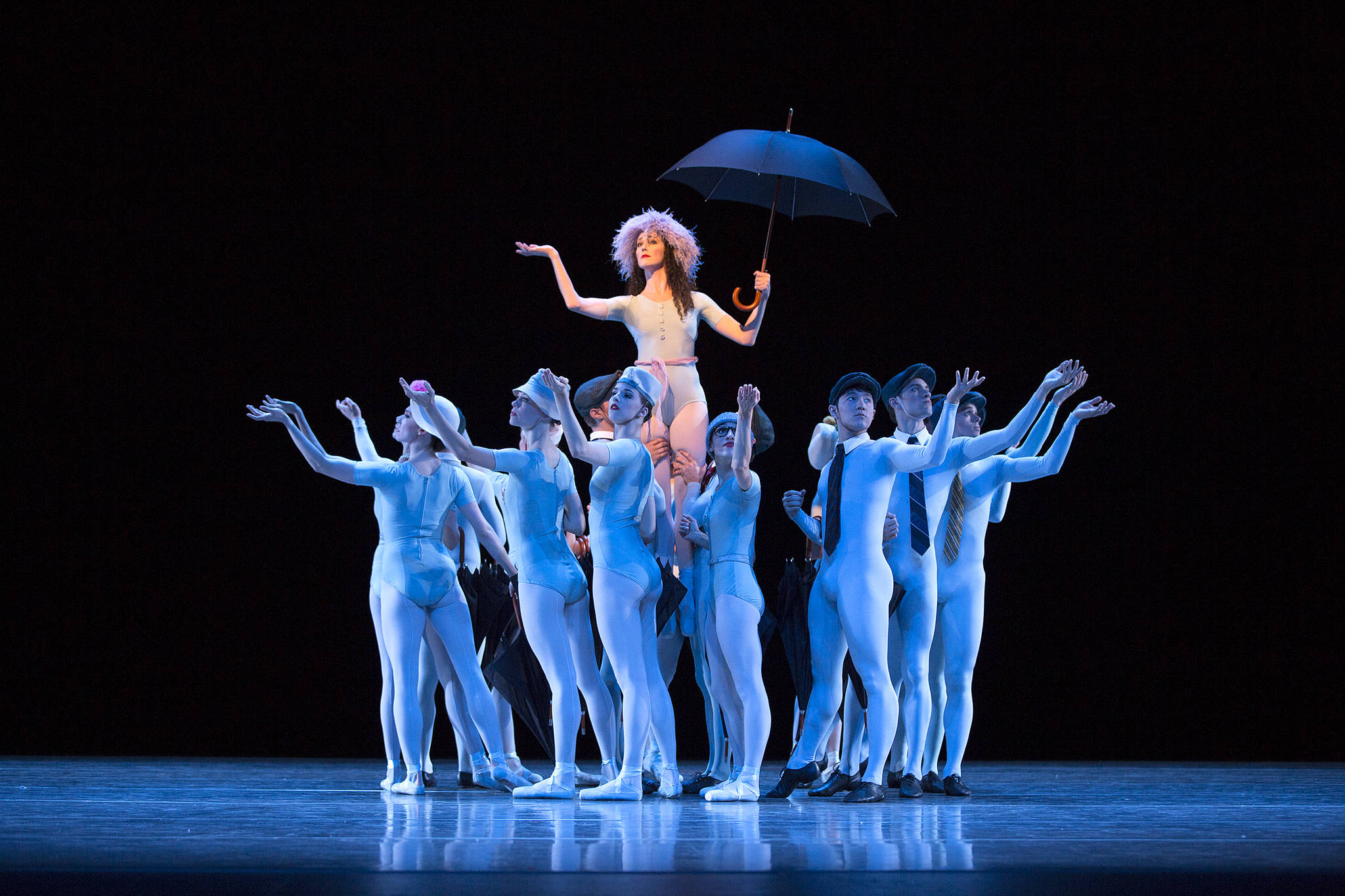 Principal dancer Sarah Ricard Orza ignores indoor umbrella superstitions in Jerome Robbins’ ‘The Concert (or, The Perils of Everybody).’ Photo by Angela Sterling