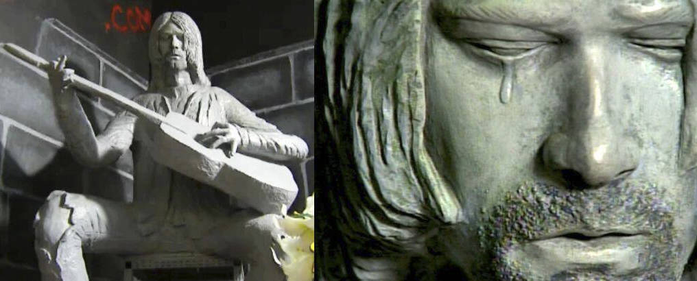 Kurt Cobain’s statue in Aberdeen. Image via Indie88Toronto/Twitter