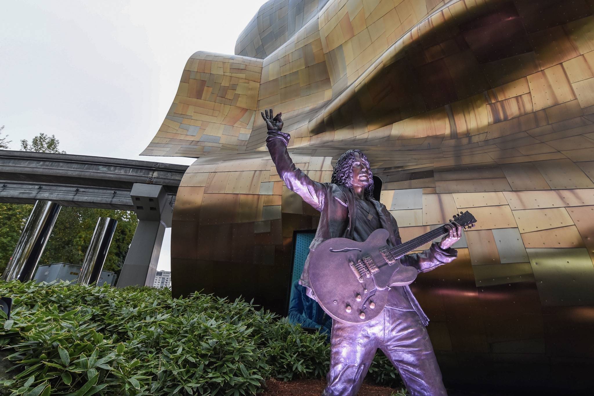 The new Chris Cornell statue resides outside of MoPop. Photo courtesy MoPop