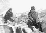 Use the Z-pulley, Chris! Izabella Scorupco and O'Donnell attempt a crevasse rescue.
