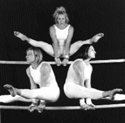 Strangely untheatrical: Graney's gymnasts in 5/Uneven.