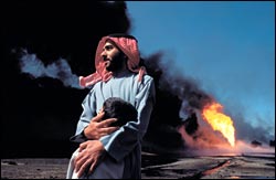 An image of things to come? Combat photographer Laurent Van Der Stockt was on the scene in Kuwait when the last Gulf War erupted in 1991. (From Shooting Under Fire).