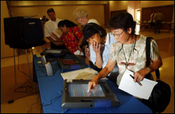 Touch-screen voting in California.
