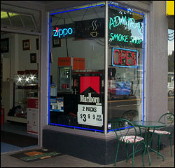 Did the police set up the Admiral Smoke Shop?