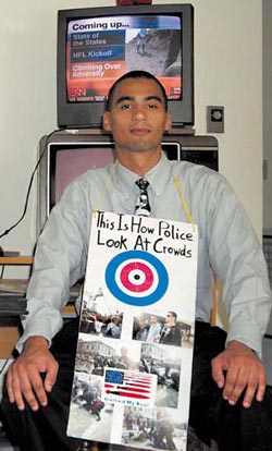 Anwar Peace and his target sign.