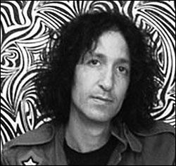 Gordon Raphael and his very psychedelic backdrop.