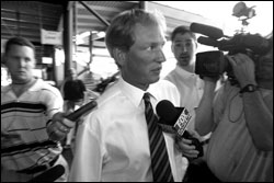 Rick Neuheisel on June 5, the day after the NCAA grilled him about betting pools.