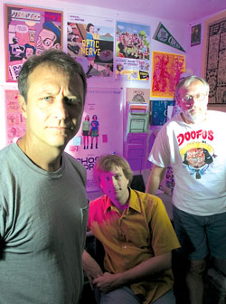 Gary Groth, Eric Reynolds, and Kim Thompson (from left) at Fantagraphics' Lake City Way headquarters.