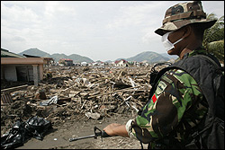 An Indonesian soldier in Aceh.