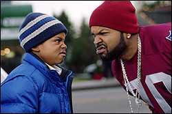 Ice Cube stares down his cute cargo (Philip Bolden) in Are We There Yet?