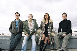 The Wedding Present, from left: David Gedge, John Maiden, Terry de Castro, and Simon Cleave.