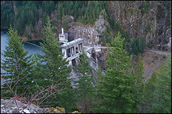 On the Skagit River, a hydroelectric dam operated by Seattle City Light.
