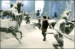 Skandar Keynes stumbles into snowy Narnia.