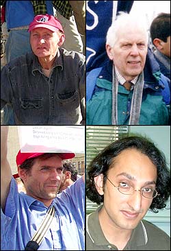 From left: Tom Fox, Norman Kember, Harmeet Singh Sooden, and James Loney.