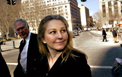 Susan Lindauer leaves the federal courthouse in New York on March 15, 2004.