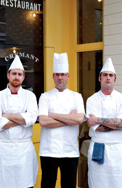From left: Scott Sommers, head chef Scott Emerick, and Miles James.