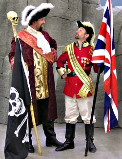Contrasted with respectability, piracy is comparatively honest: Parks (left) and Ross face off.