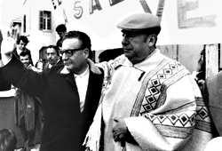 Allende (left) with Pablo Neruda.
